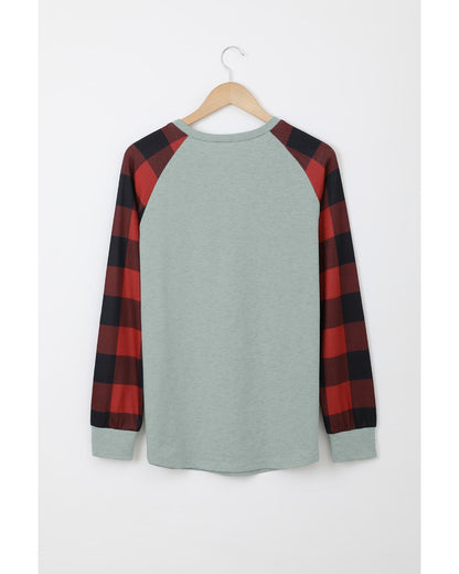 Azura Exchange Plaid Long Sleeve Sweatshirt - S