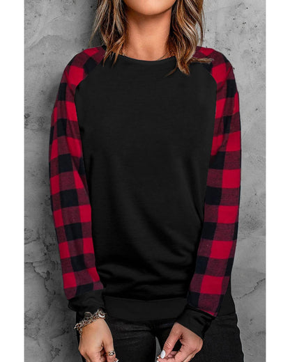 Azura Exchange Plaid Long Sleeve Sweatshirt - S