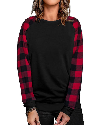 Azura Exchange Plaid Long Sleeve Sweatshirt - S