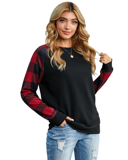 Azura Exchange Plaid Long Sleeve Sweatshirt - S