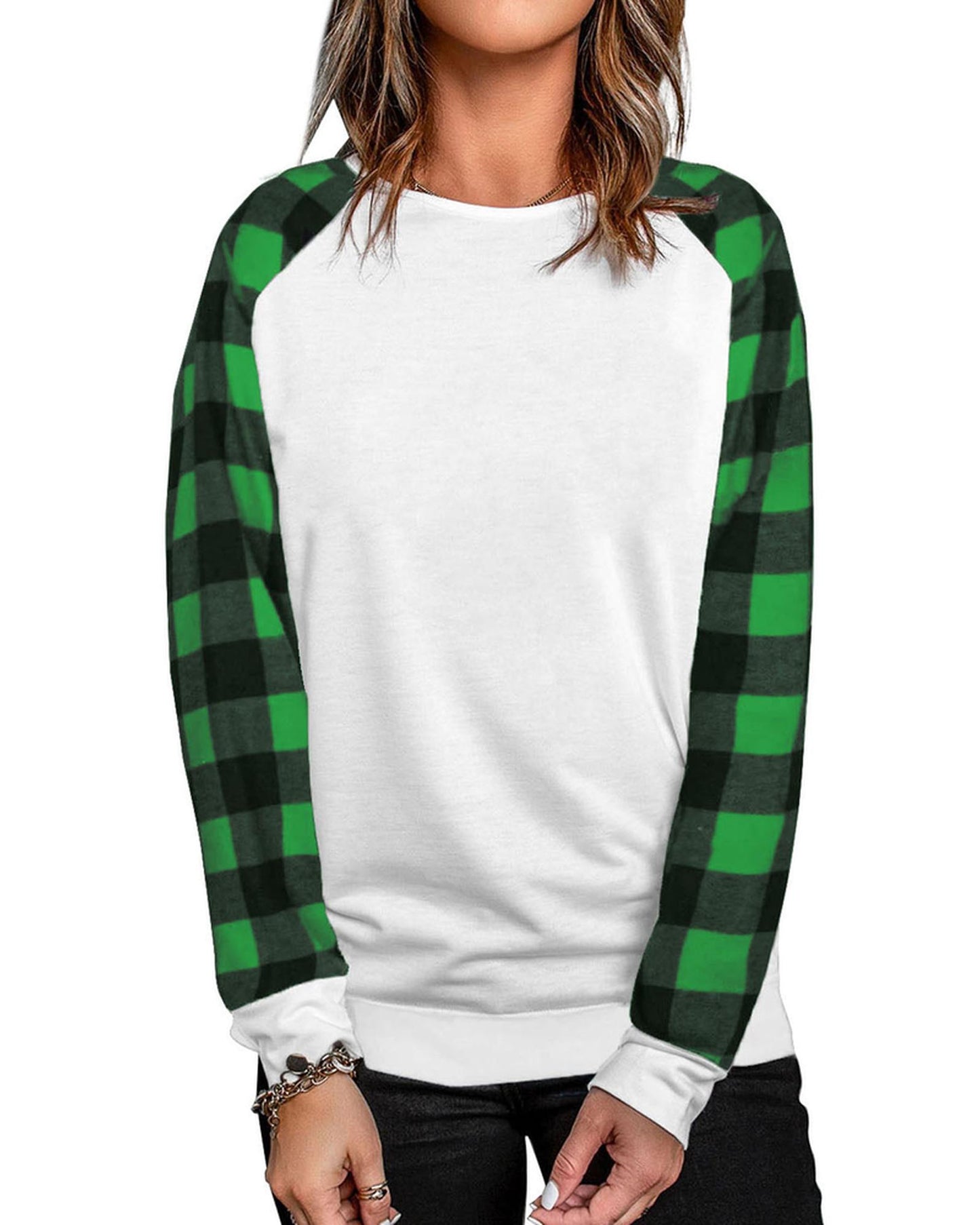 Azura Exchange Plaid Long Sleeve Sweatshirt - L