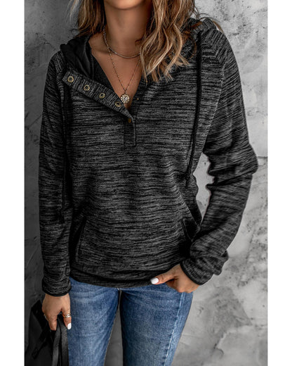 Azura Exchange Button Snap Neck Pullover Hoodie - M