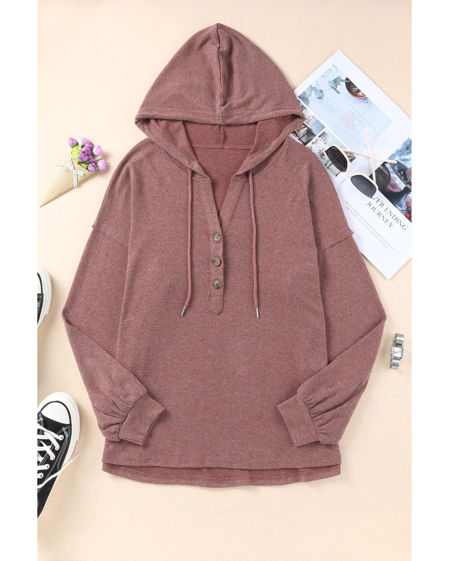 Azura Exchange High and Low Hem Hoodie - L