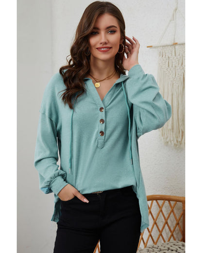 Azura Exchange High and Low Hem Hoodie with Buttoned Detail - M