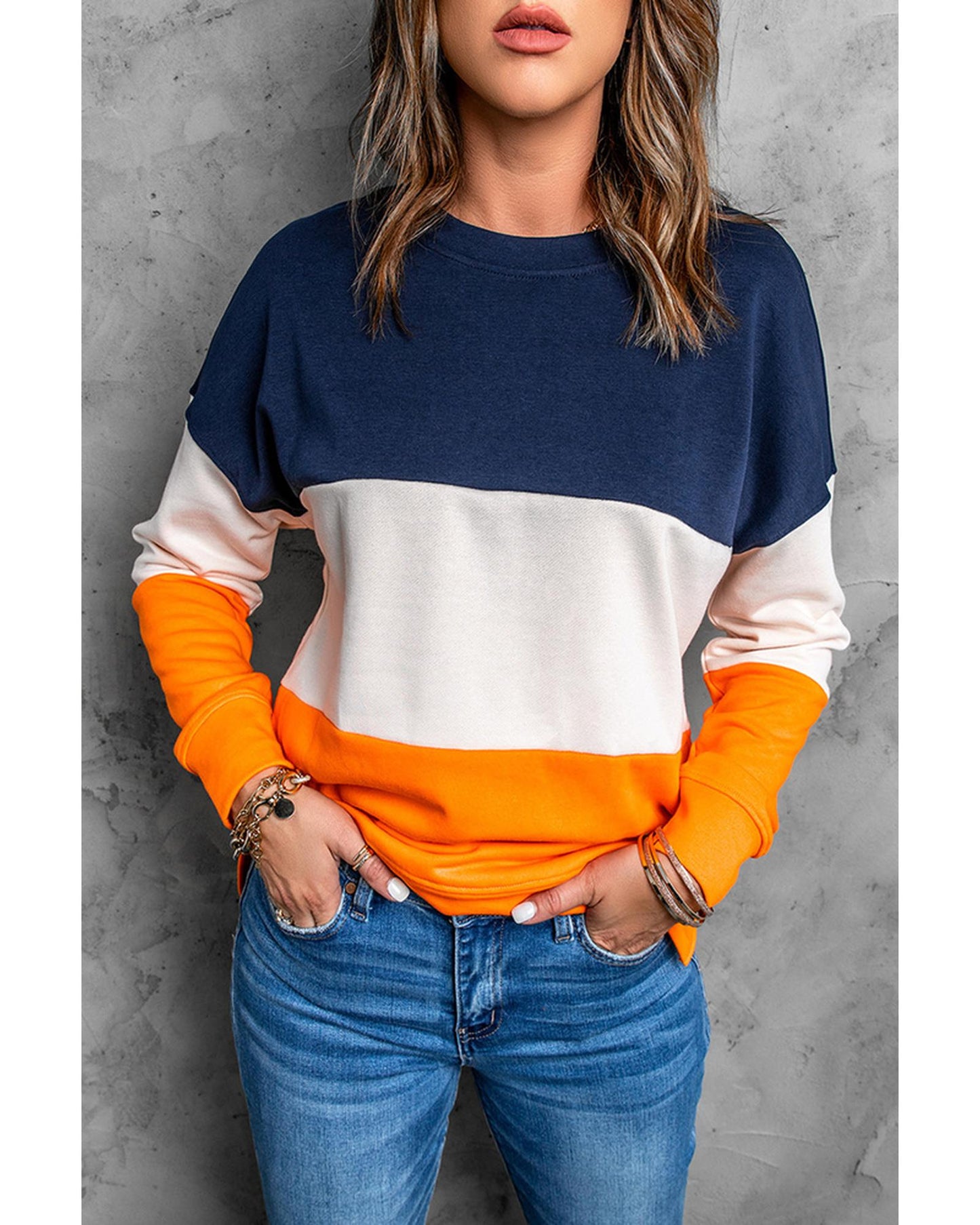 Azura Exchange Colorblock Sweatshirt with Contrast Stitching and Slits - 2XL