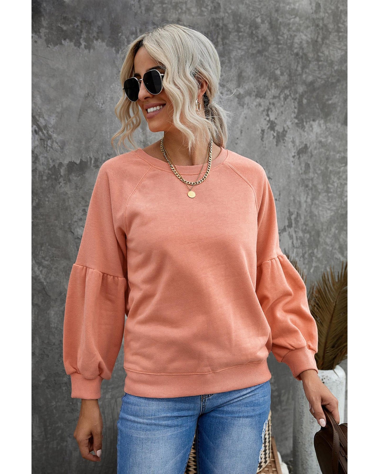 Azura Exchange Patchwork Sleeve Pullover Sweatshirt - S