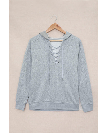 Azura Exchange Lace-up Grey Casual Hoodie - 2XL