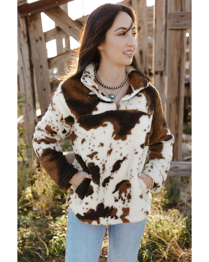 Azura Exchange Cow Print Fleece Sweatshirt - 2XL