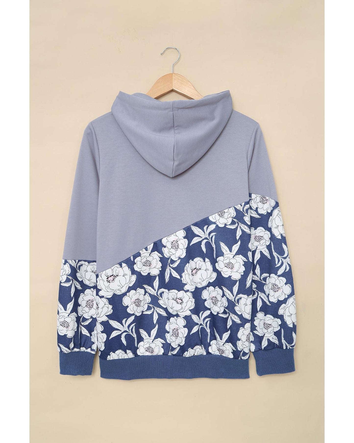 Azura Exchange Floral Splicing Cowl Neck Hoodie - L