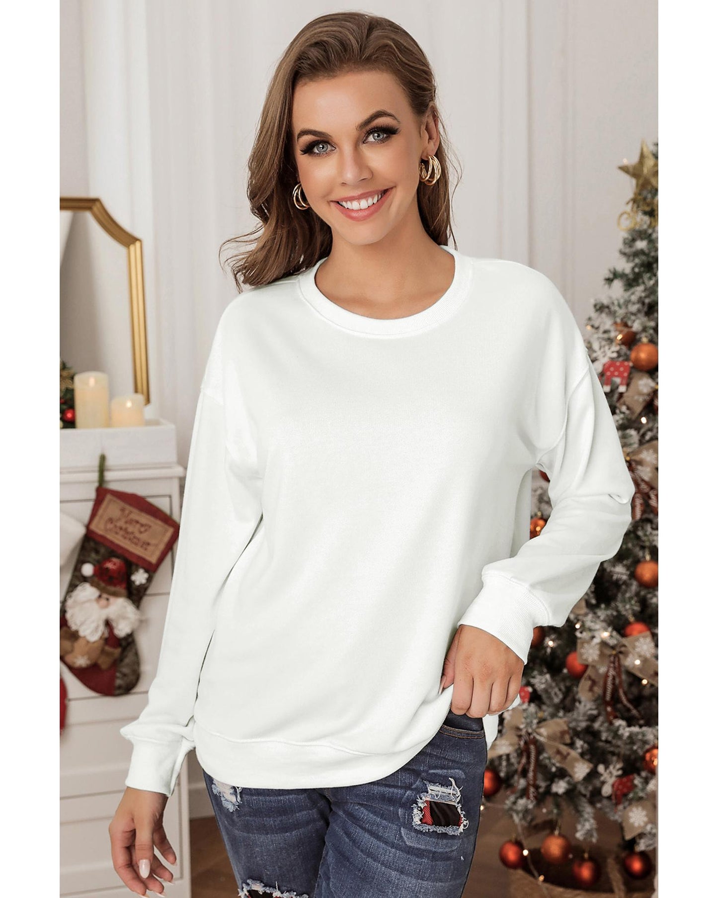 Azura Exchange Plain Crew Neck Pullover Sweatshirt - M