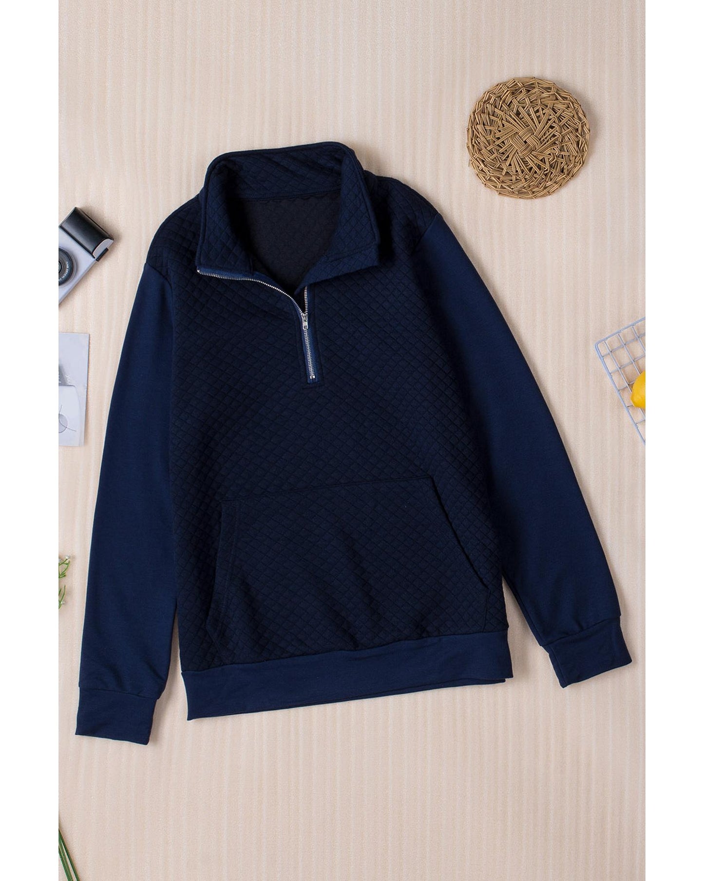 Azura Exchange Luxury Waffle Zip Up Sweatshirt - S