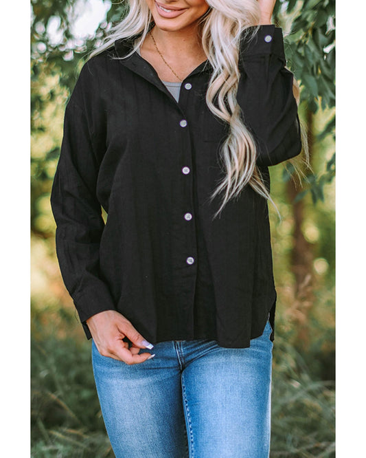 Azura Exchange Buttoned Pocket Long Sleeve Shirt - S