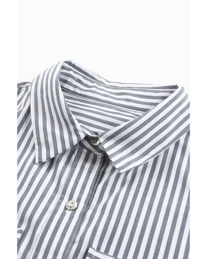 Azura Exchange Striped Long Sleeve Shirt with Pocketed Buttons - 2XL