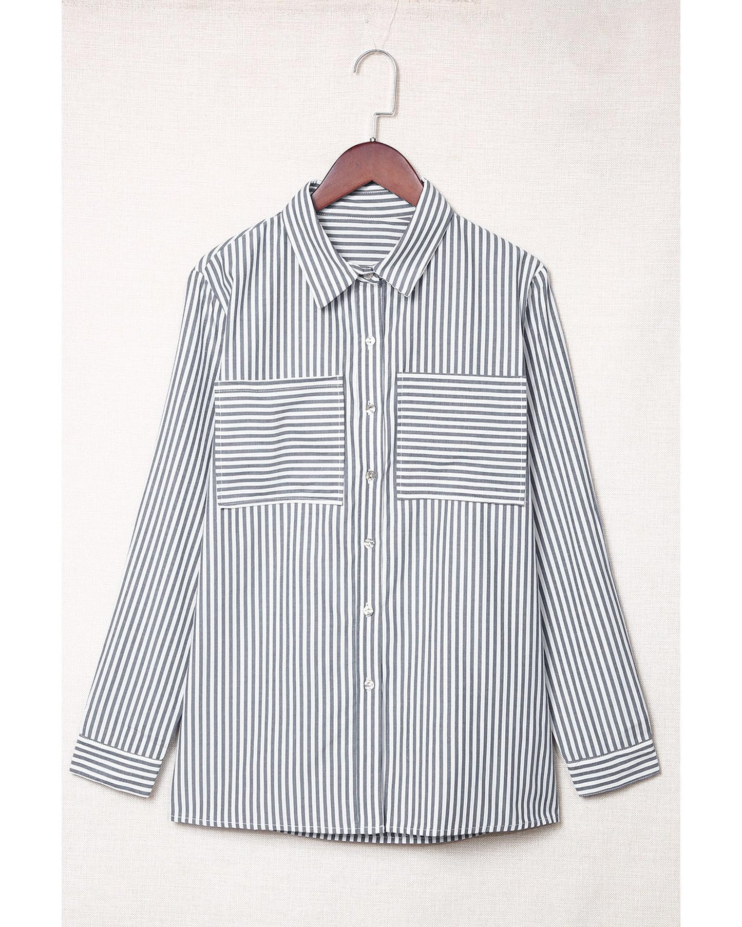 Azura Exchange Striped Long Sleeve Shirt with Pocketed Buttons - XL