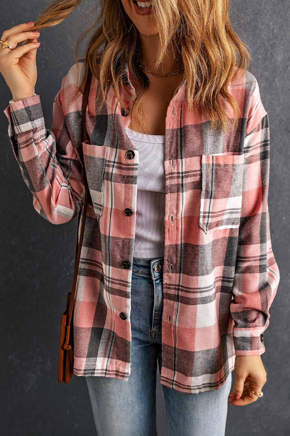 Azura Exchange Button Up Plaid Shirt - L