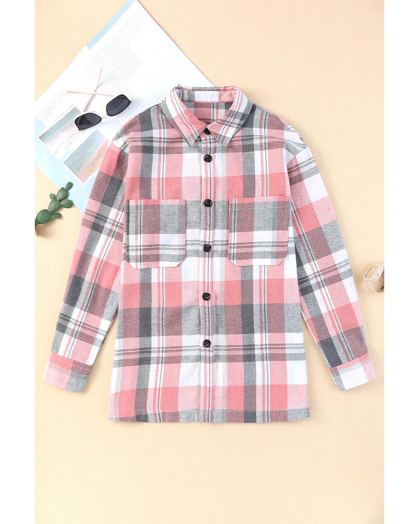 Azura Exchange Button Up Plaid Shirt - L