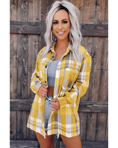 Azura Exchange Plaid Button Up Patch Pocket Shirt - L