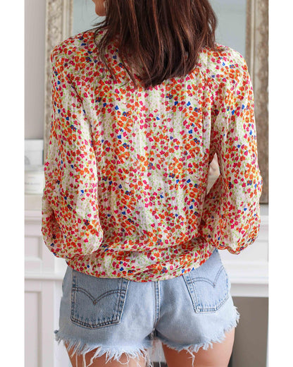 Azura Exchange Boho Floral Print Button Front Shirt - M