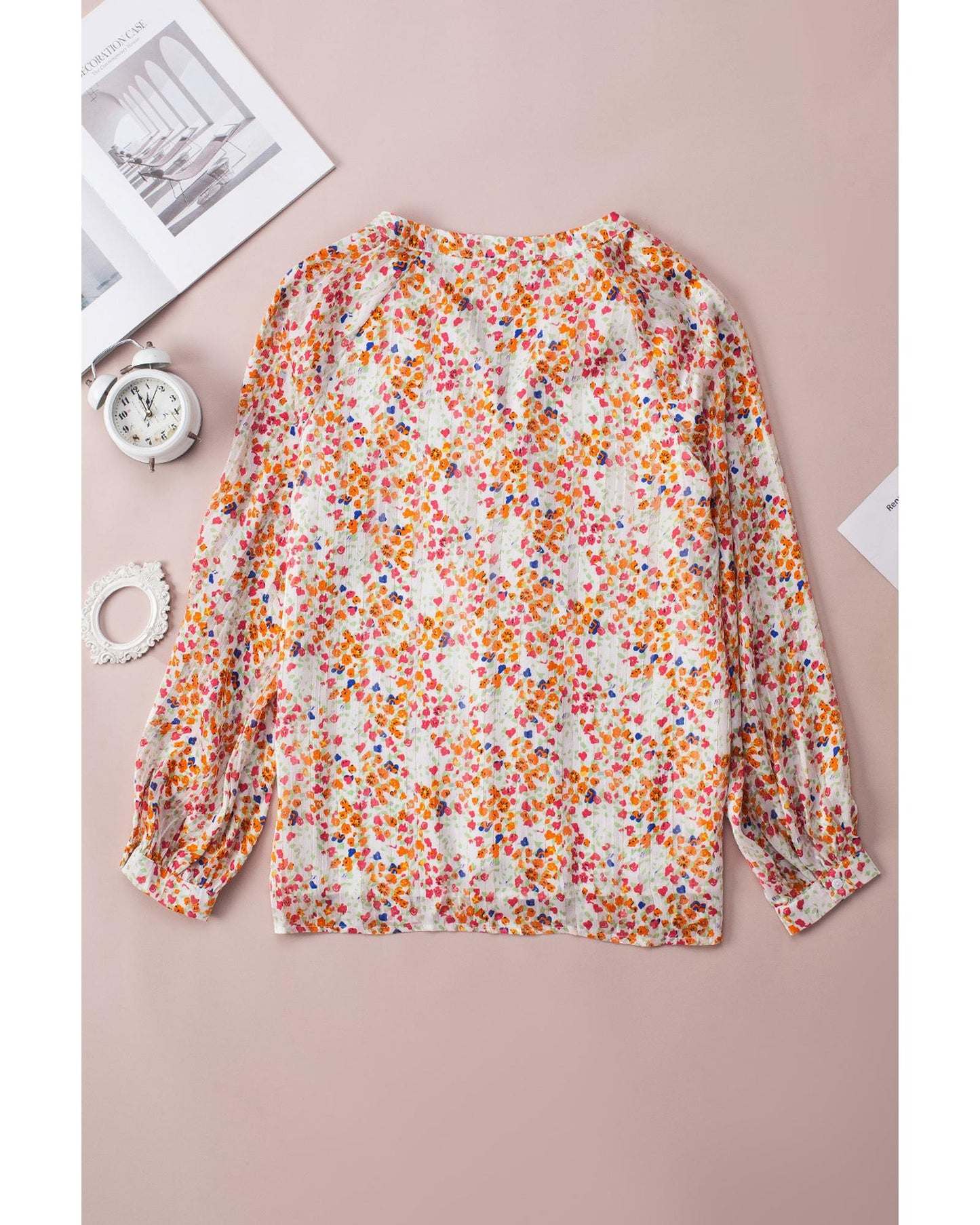 Azura Exchange Boho Floral Print Button Front Shirt - M