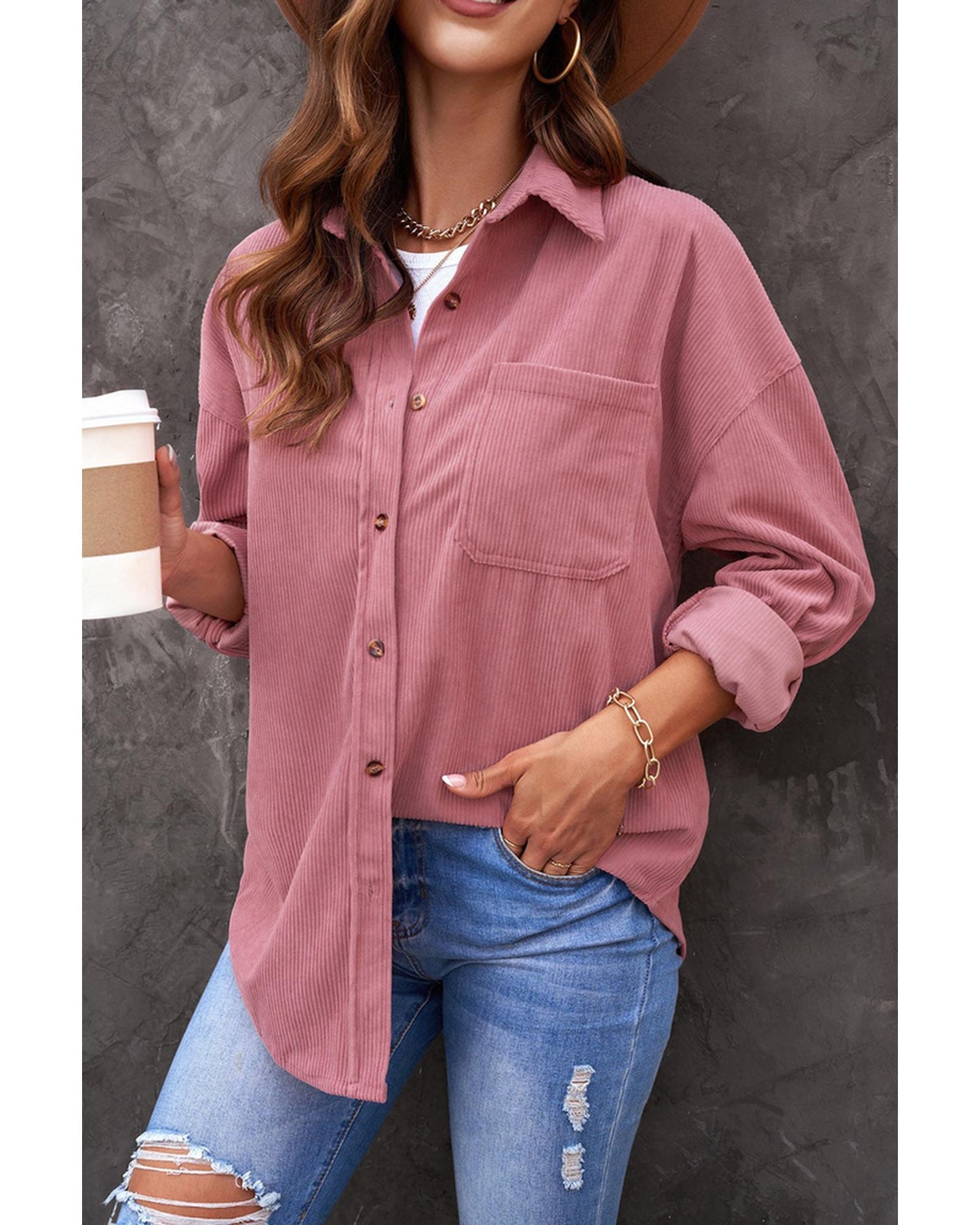 Azura Exchange Button Pocket Corduroy Shirt - 2XL