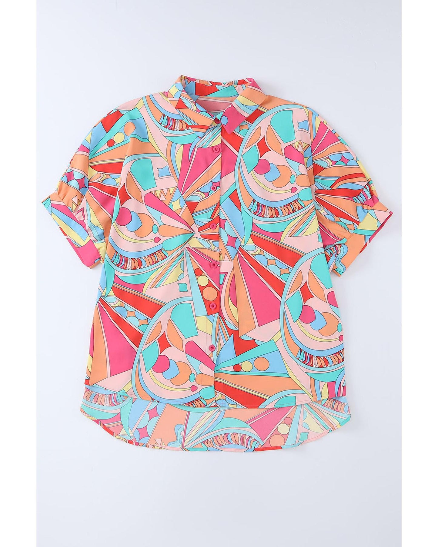 Azura Exchange Abstract Geometry Print Half Puff Sleeve Shirt - XL