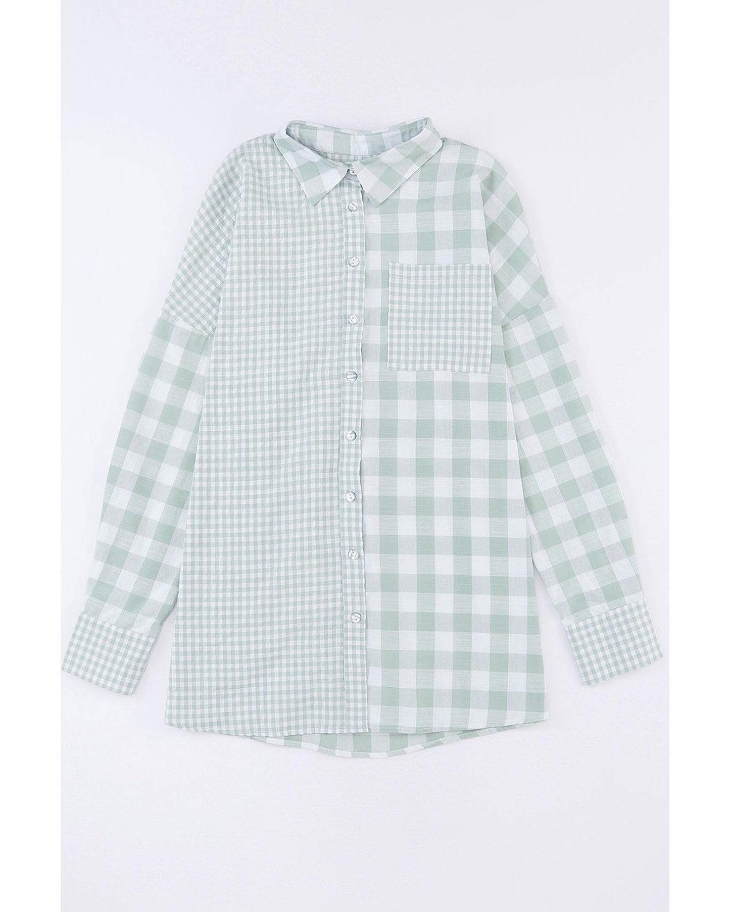 Azura Exchange Checked Patchwork Long Sleeve Shirt - L