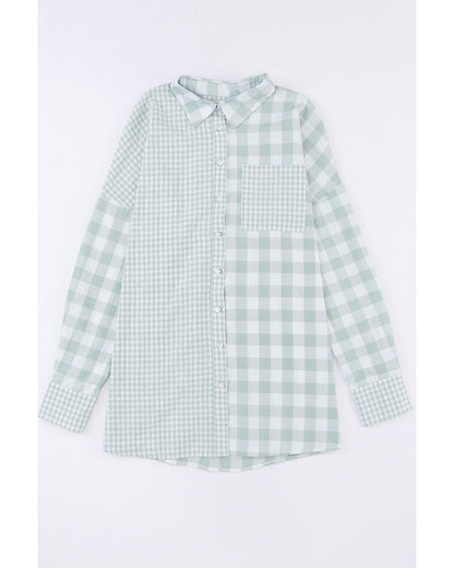 Azura Exchange Checked Patchwork Long Sleeve Shirt - L