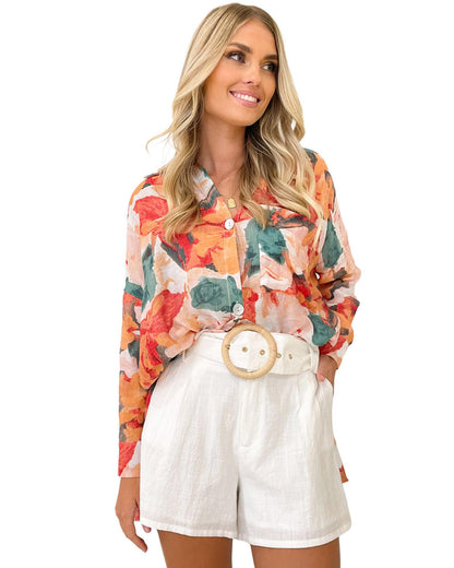 Azura Exchange Printed Loose Shirt - L