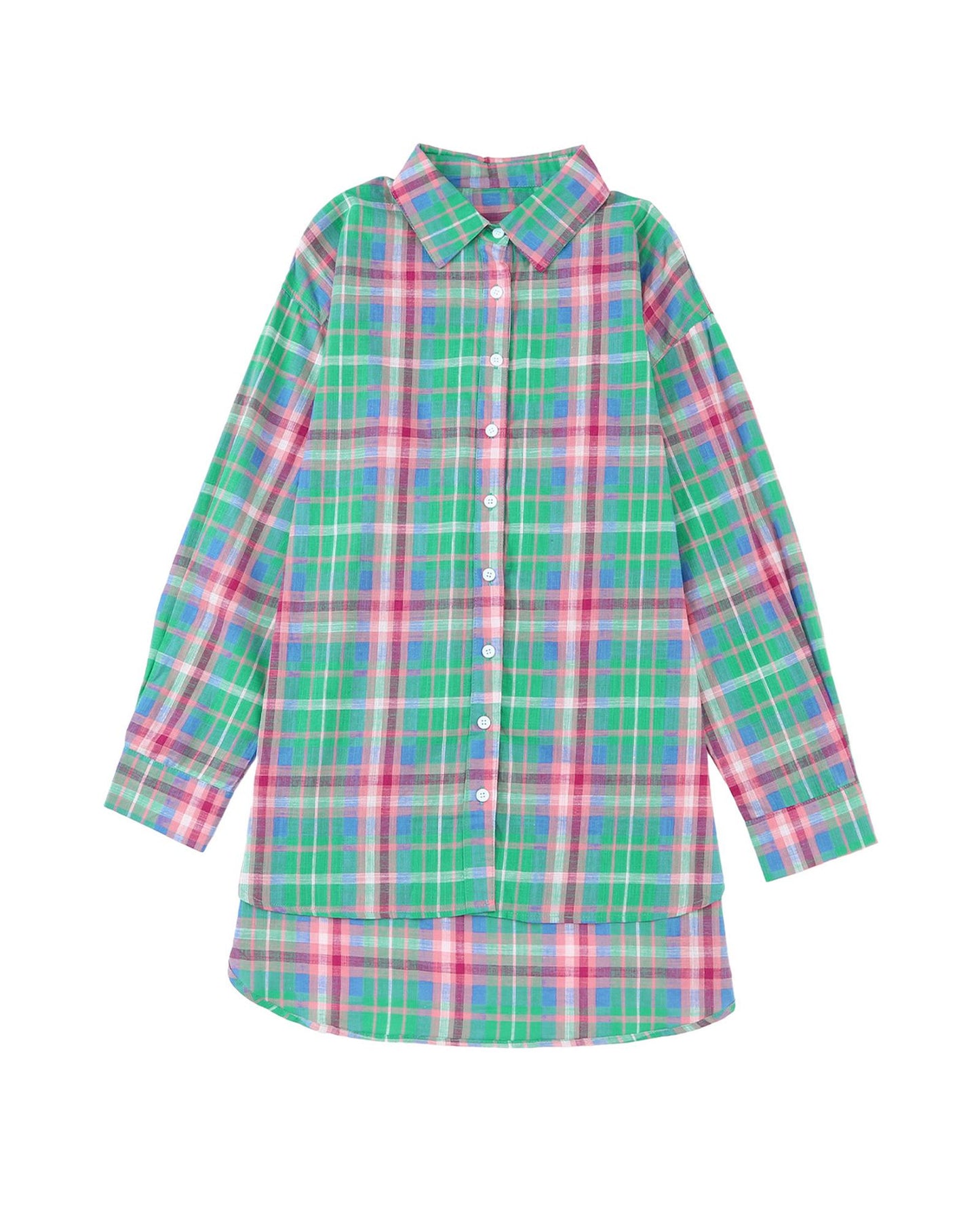 Azura Exchange Plaid Button Down Split Shirt - M