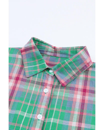 Azura Exchange Plaid Button Down Split Shirt - M