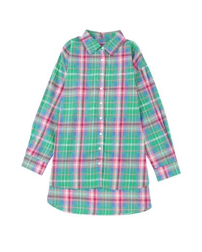 Azura Exchange Plaid Button Down Split Shirt - XL