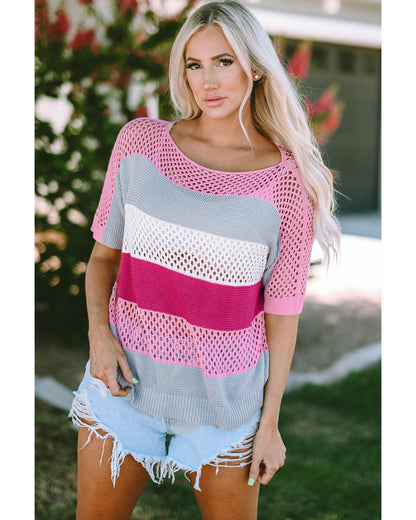 Azura Exchange Colorblock Striped Knitted Top - L