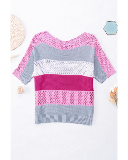 Azura Exchange Colorblock Striped Knitted Top - L