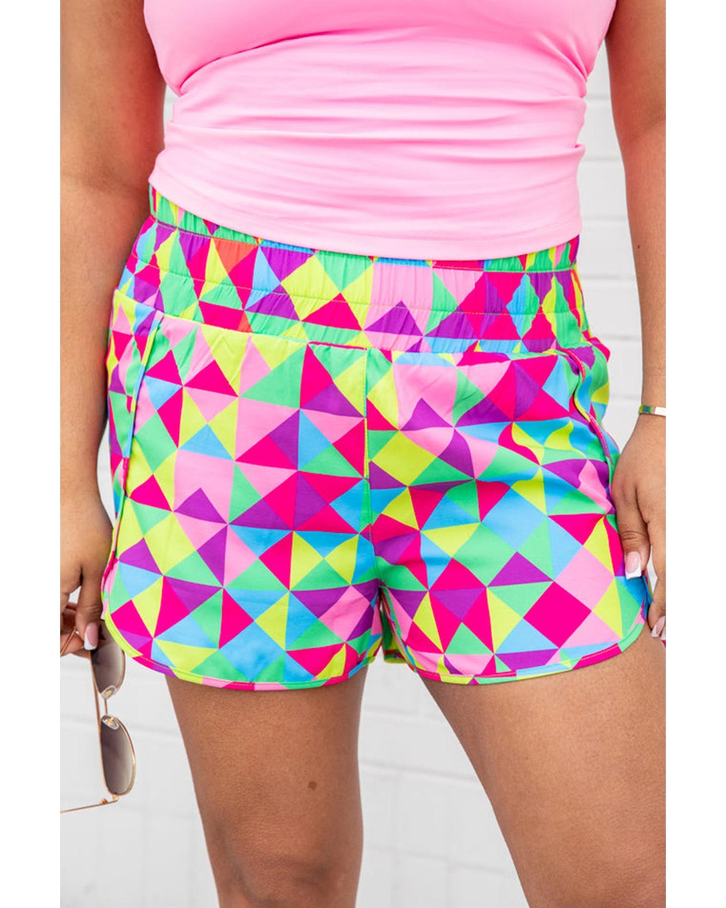 Azura Exchange Geometric High Waisted Athletic Shorts - M