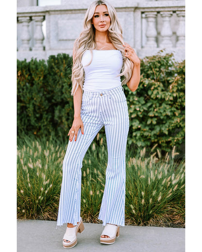 Azura Exchange Striped Print Flared Pants - M