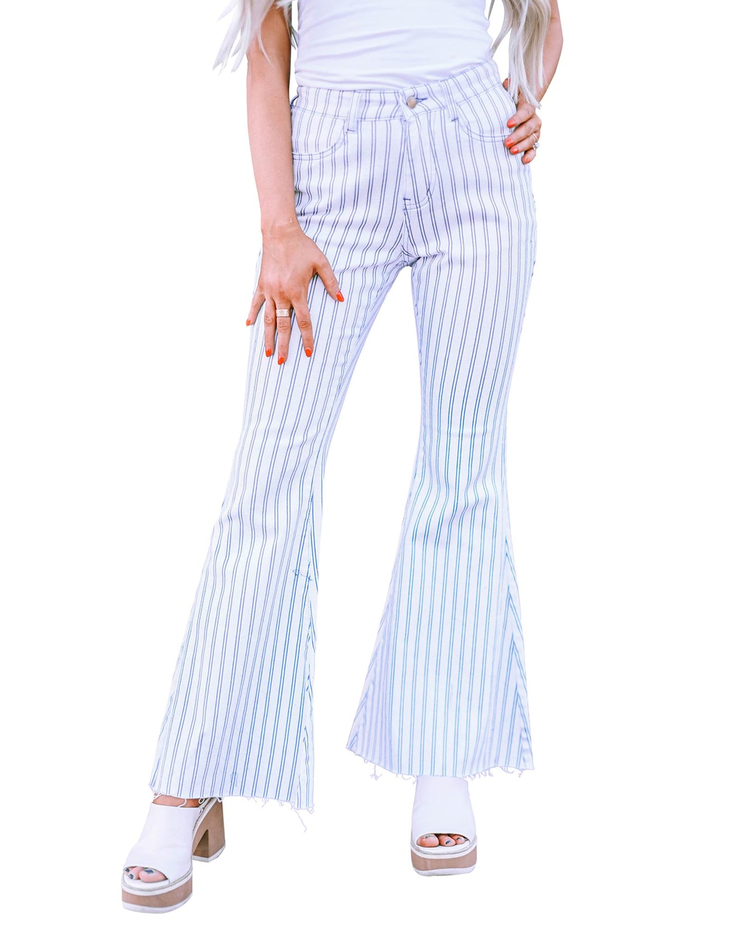 Azura Exchange Striped Print Flared Pants - M