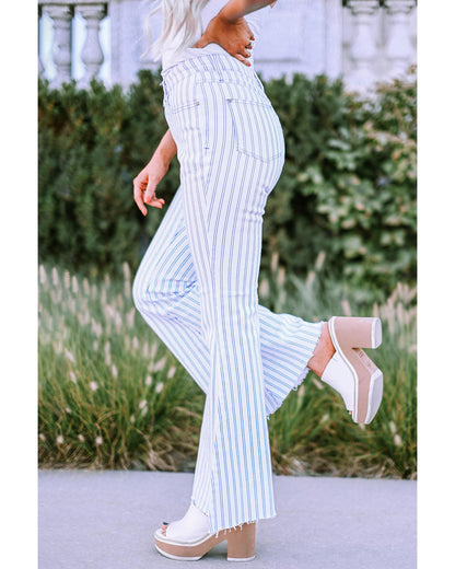 Azura Exchange Striped Print Flared Pants - M