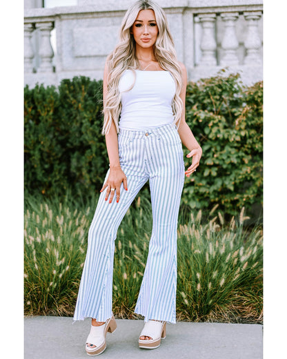 Azura Exchange Striped Print Flared Pants - M