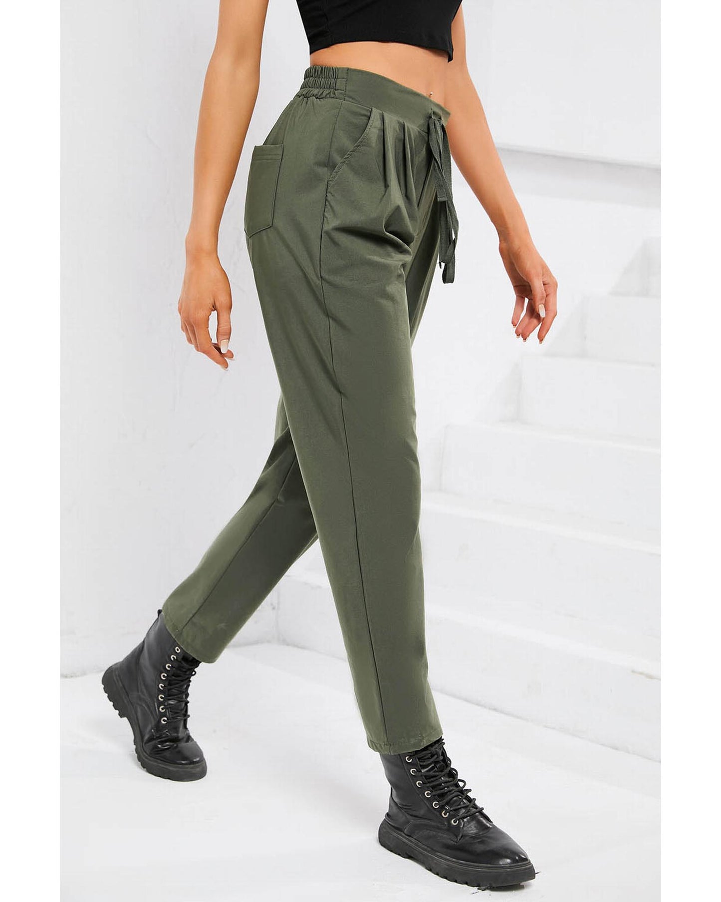 Azura Exchange Elastic Drawstring Waist Pants - L