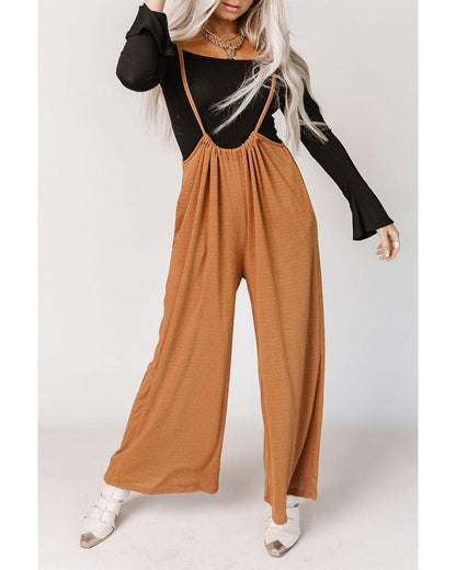 Azura Exchange Wide Leg Suspender Pants - L