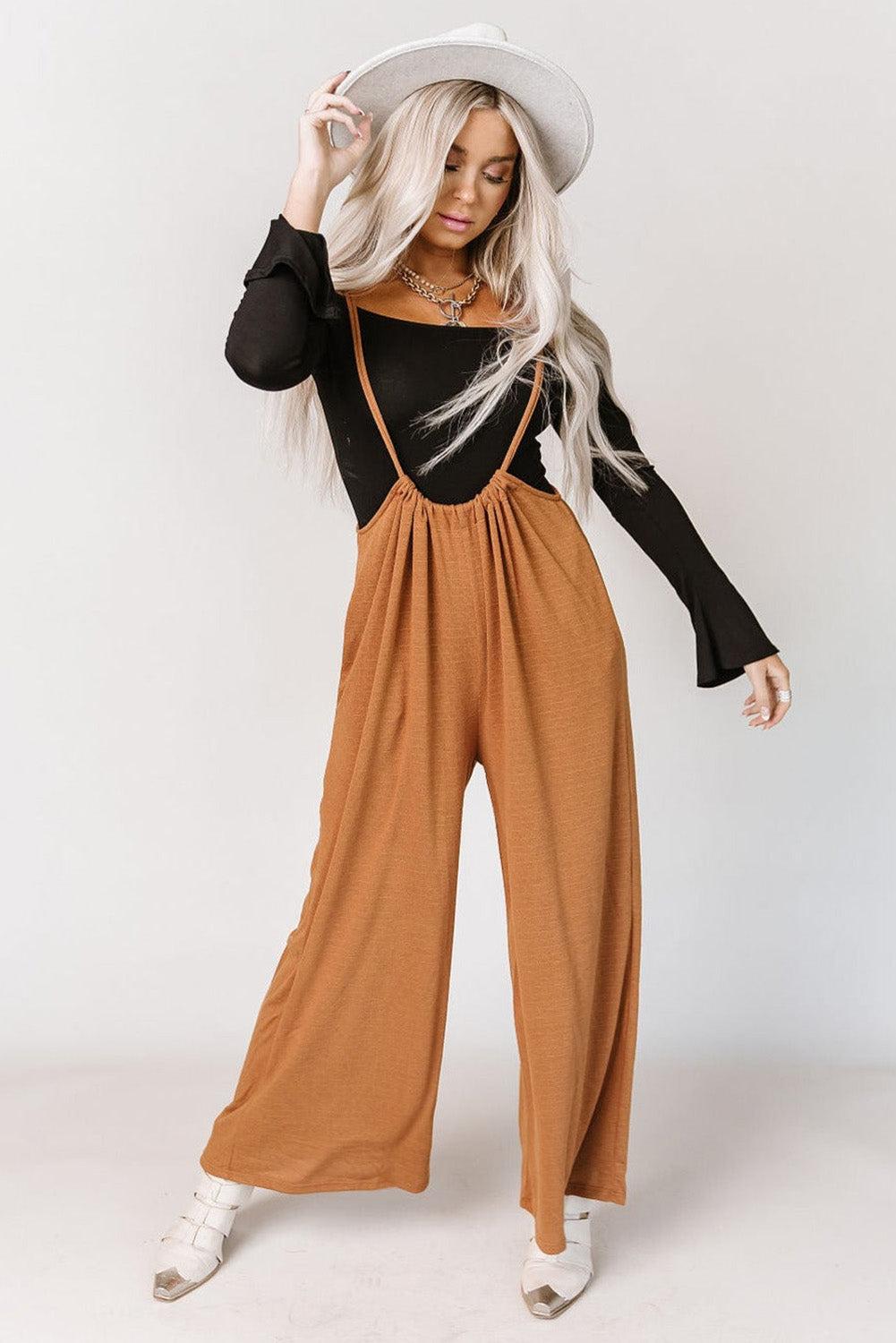 Azura Exchange Wide Leg Suspender Pants - XL