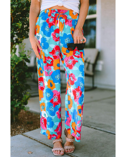 Azura Exchange Abstract Floral Print Drawstring Pants - L