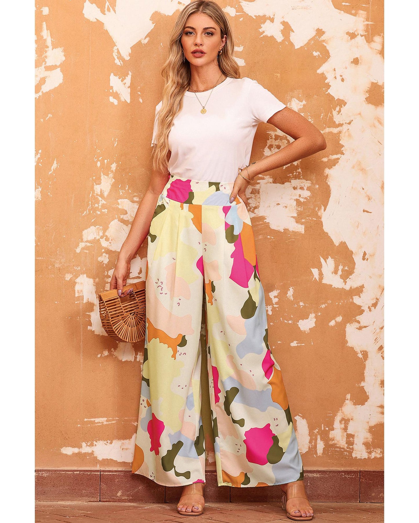 Azura Exchange Color Palette Print Wide Leg Pants - M