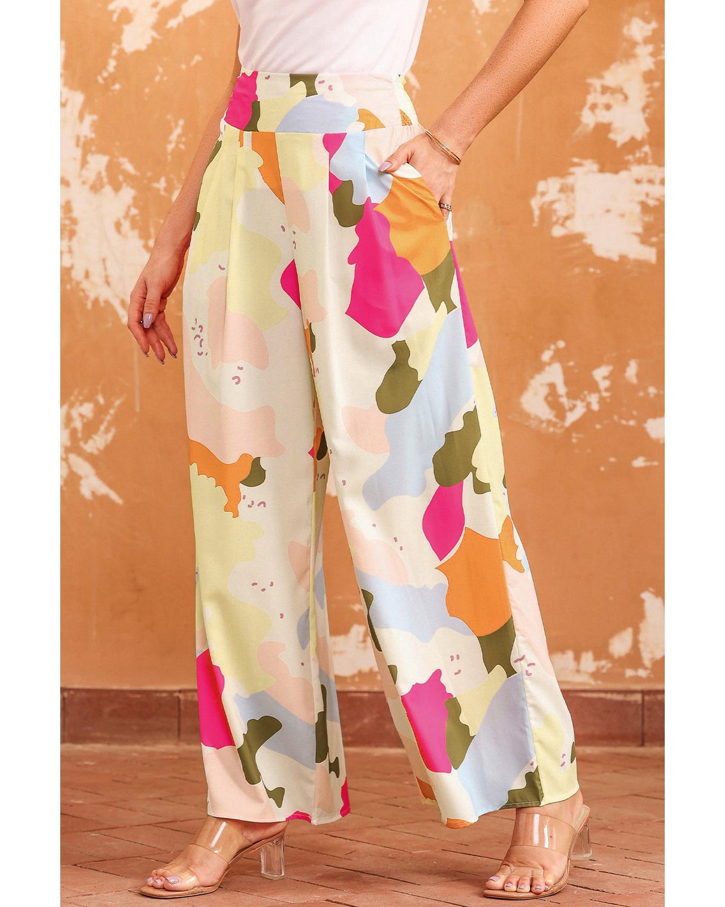 Azura Exchange Color Palette Print Wide Leg Pants - M