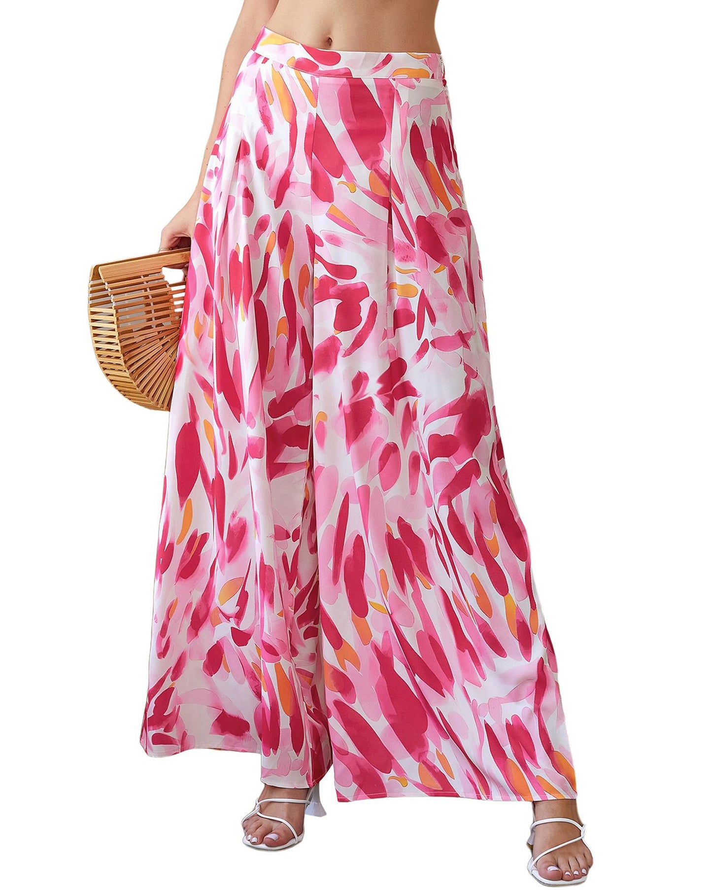 Azura Exchange Abstract Floral Print Wide Leg Pants - 8 US