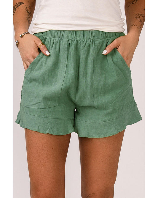 Azura Exchange High Waist Ruffle Shorts with Pockets - S