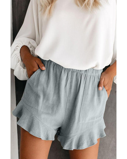 Azura Exchange High Waist Ruffle Shorts with Pockets - M