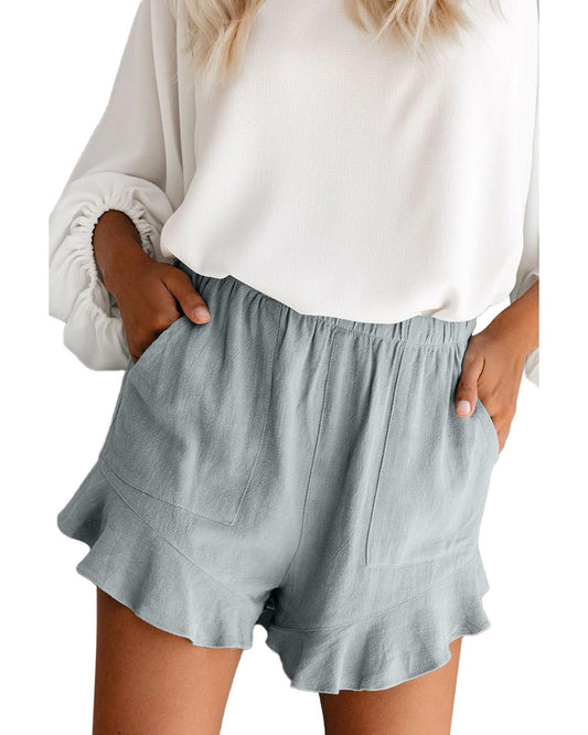 Azura Exchange High Waist Ruffle Shorts with Pockets - S