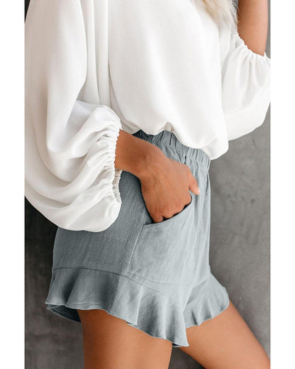 Azura Exchange High Waist Ruffle Shorts with Pockets - S