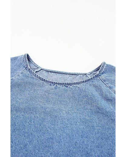 Azura Exchange Raw Edge Denim Top - M